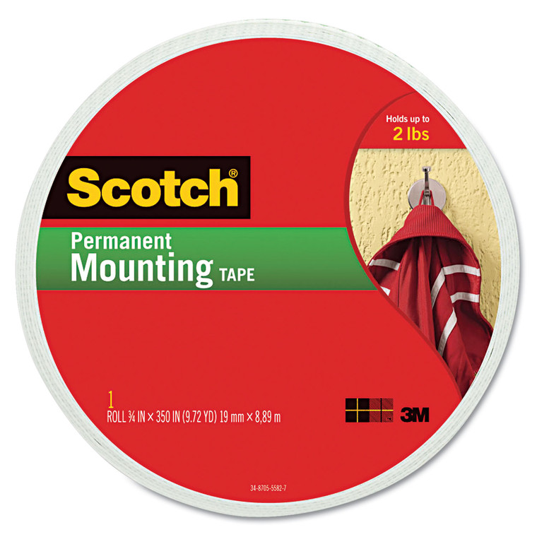 Permanent High-Density Foam Mounting Tape, Holds Up To 2 Lbs, 0.75 X 350, White - MMM110LONG