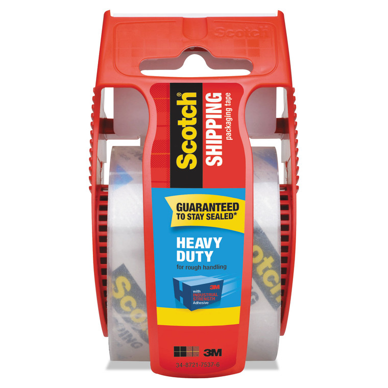 3850 Heavy-Duty Packaging Tape With Dispenser, 1.5" Core, 1.88" X 66.66 Ft, Clear - MMM142