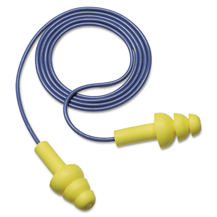E A R Ultrafit Earplugs, Corded, Premolded, Yellow, 100 Pairs - MMM3404004