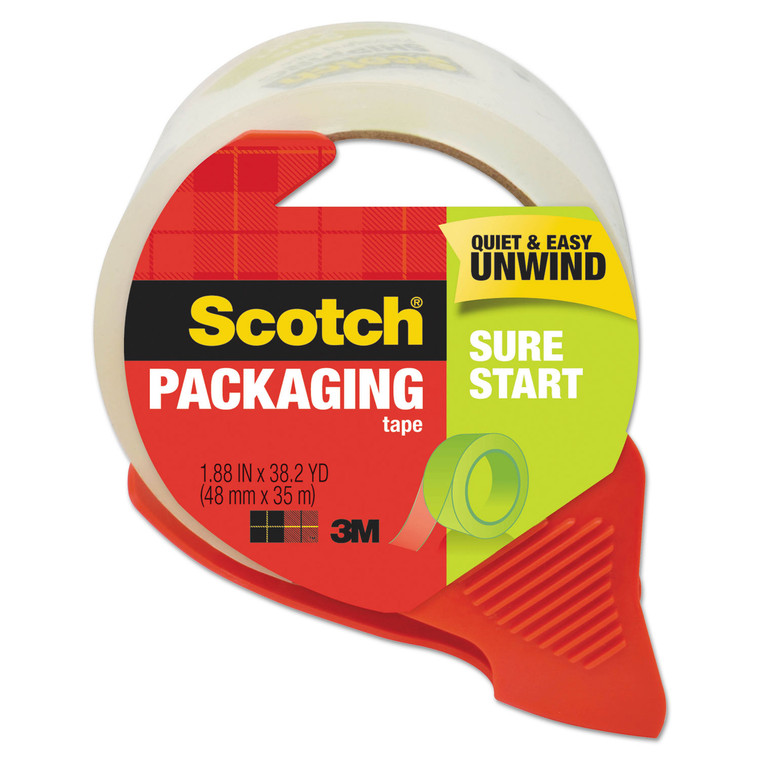 Sure Start Packaging Tape With Dispenser, 3" Core, 1.88" X 38.2 Yds, Clear - MMM3450SRD