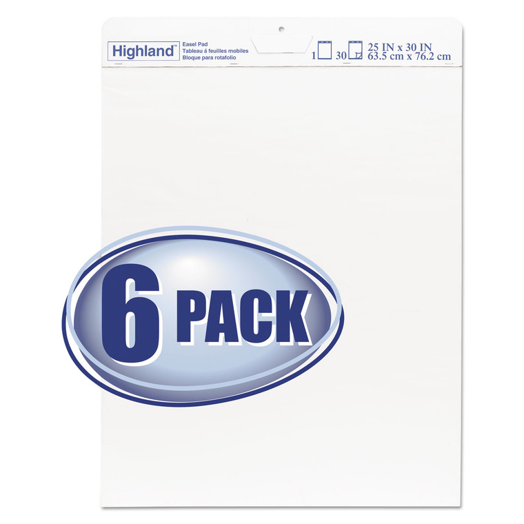 Easel Pad, Unruled, 30 White 25 X 30 Sheets, 6/pack - MMM5406PK