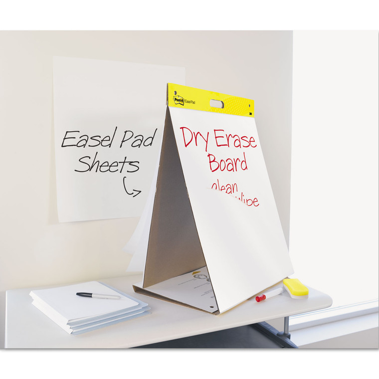 Self-Stick Pad Plus Tabletop Easel Pad With Dry Erase Board, Unruled, 20 White 20 X 23 Sheets - MMM563DE
