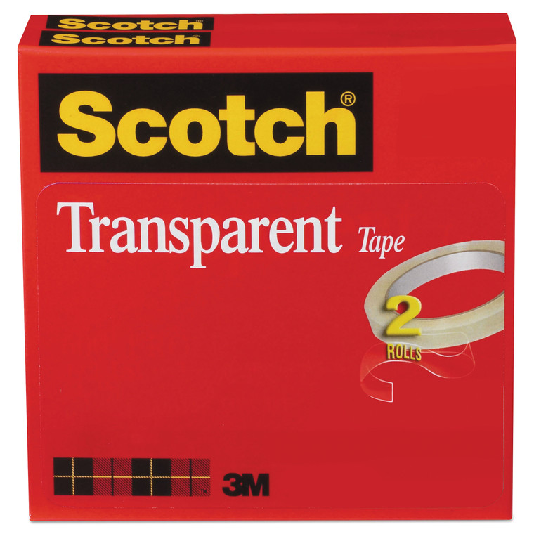 Transparent Tape, 3" Core, 0.5" X 72 Yds, Transparent, 2/pack - MMM6002P1272