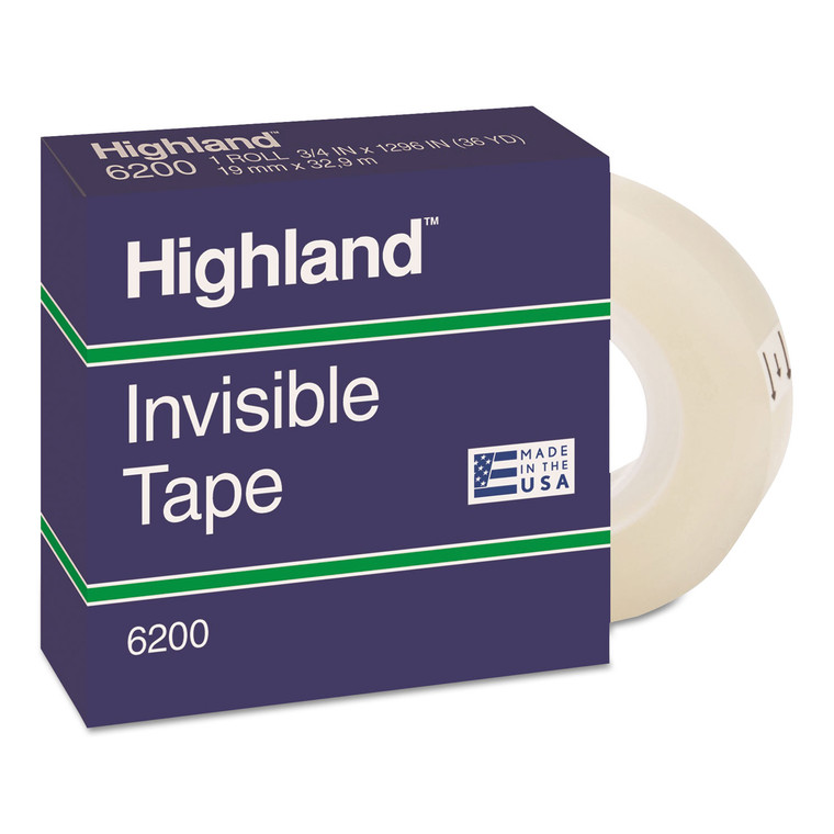 Invisible Permanent Mending Tape, 1" Core, 0.75" X 36 Yds, Clear - MMM6200341296