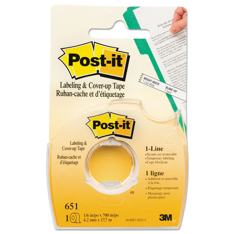Labeling And Cover-Up Tape, Non-Refillable, 1/6" X 700" Roll - MMM651