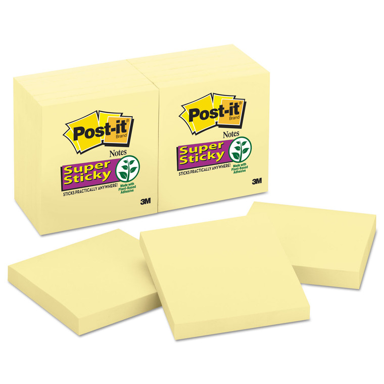 Canary Yellow Note Pads, 3 X 3, 90-Sheet, 12/pack - MMM65412SSCY