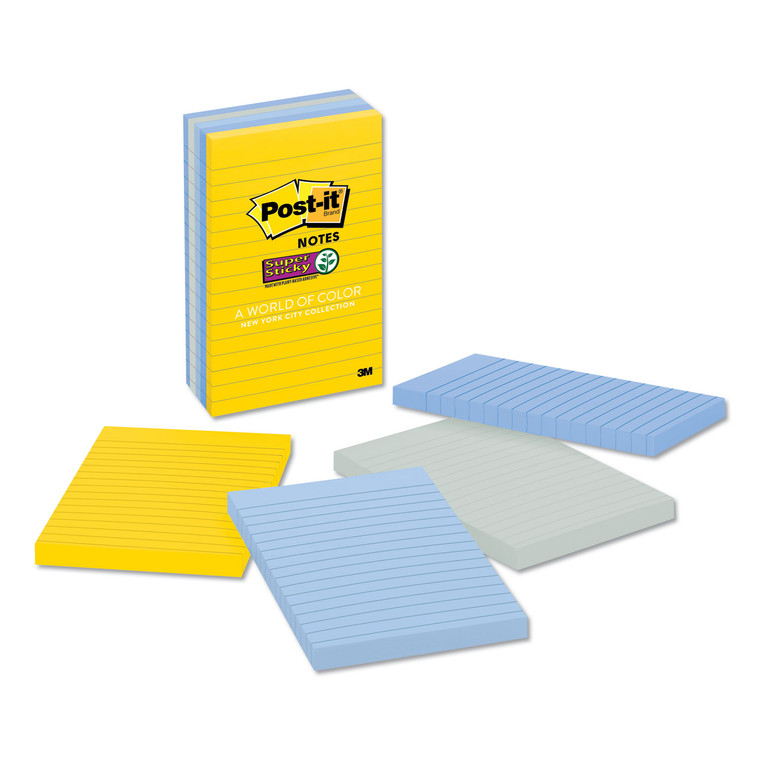 Pads In New York Colors Notes, 4 X 6, 90-Sheets/pad, 5 Pads/pack - MMM6605SSNY