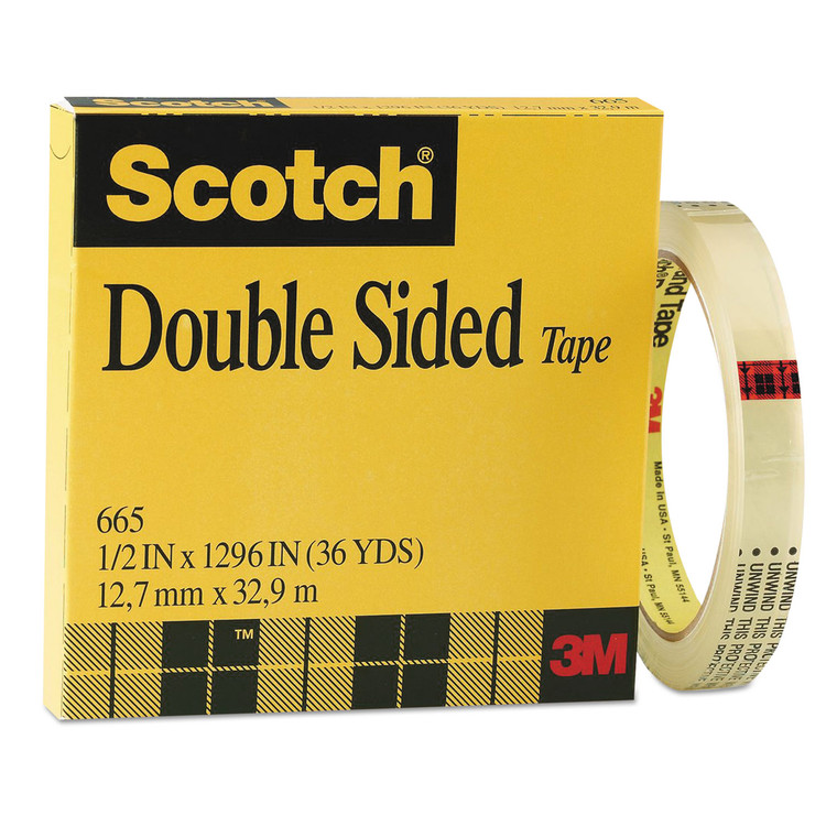 Double-Sided Tape, 3" Core, 0.5" X 36 Yds, Clear - MMM665121296