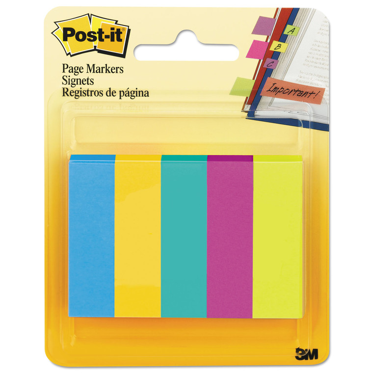 Page Flag Markers, Assorted Colors,100 Flags/pad, 5 Pads/pack - MMM6705AU