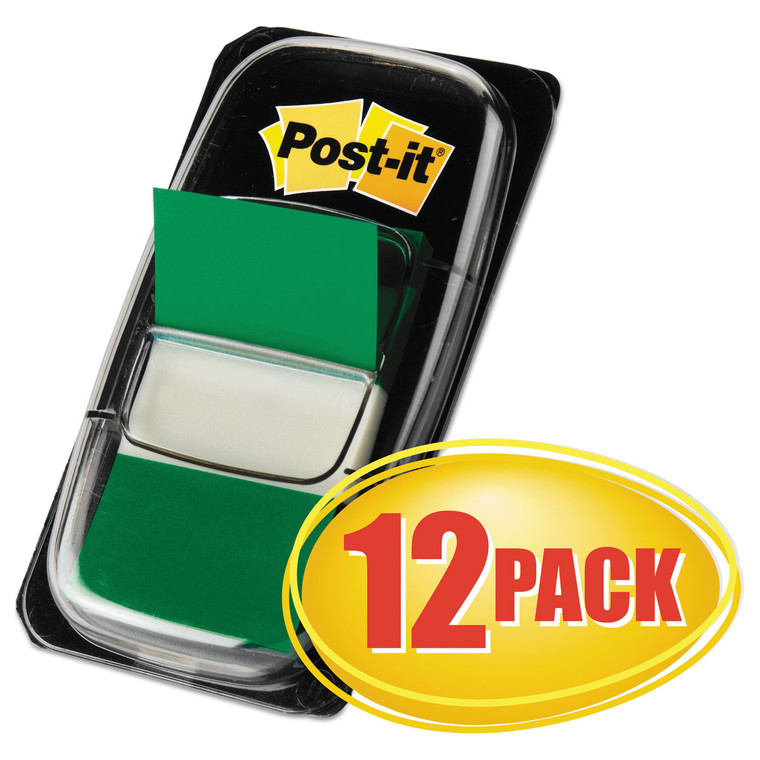 Marking Page Flags In Dispensers, Green, 50 Flags/dispenser, 12 Dispensers/pack - MMM680GN12