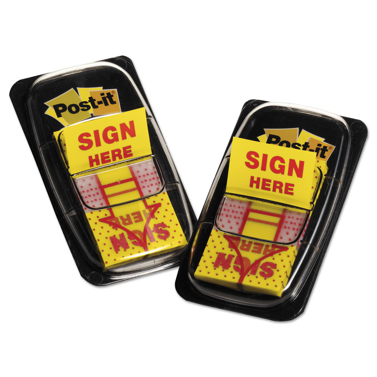 Arrow Message 1" Page Flags, "sign Here", Yellow, 2 50-Flag Dispensers/pack - MMM680SH2