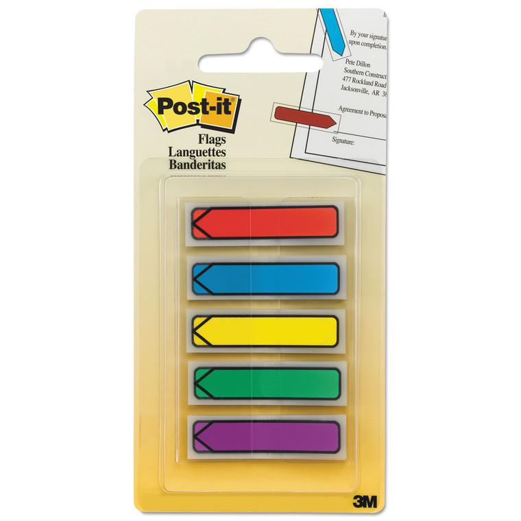 Arrow 1/2" Page Flags, Blue/green/purple/red/yellow, 20/color, 100/pack - MMM684ARR1