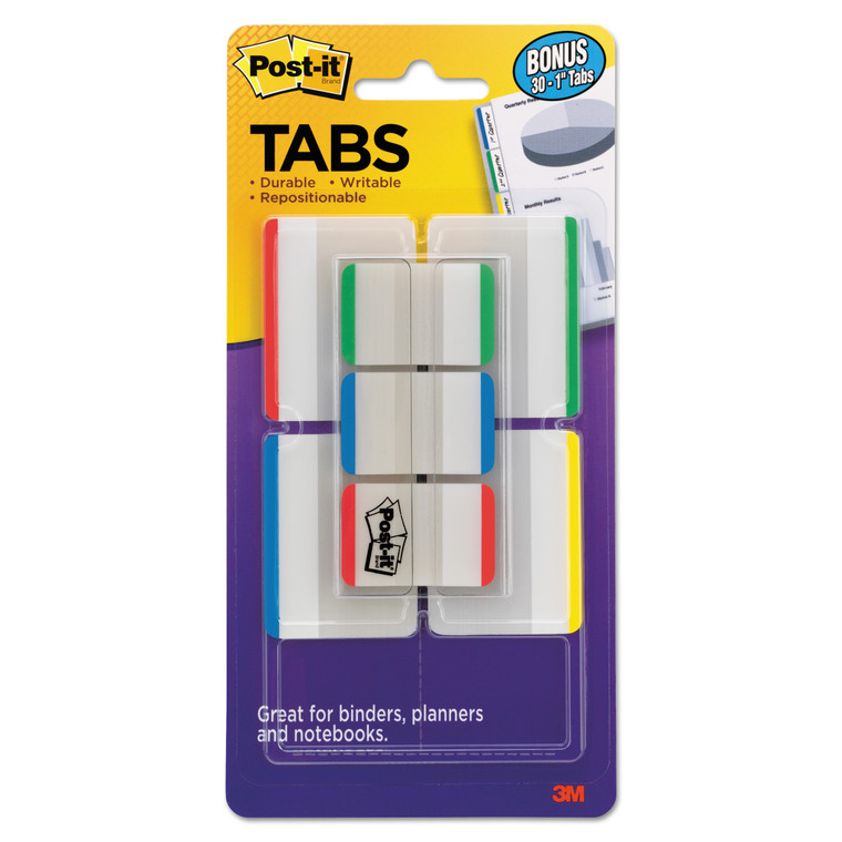 Tabs Value Pack, 1/5-Cut And 1/3-Cut Tabs, Assorted Primary Colors, 1" And 2" Wide, 114/pack - MMM686VAD1