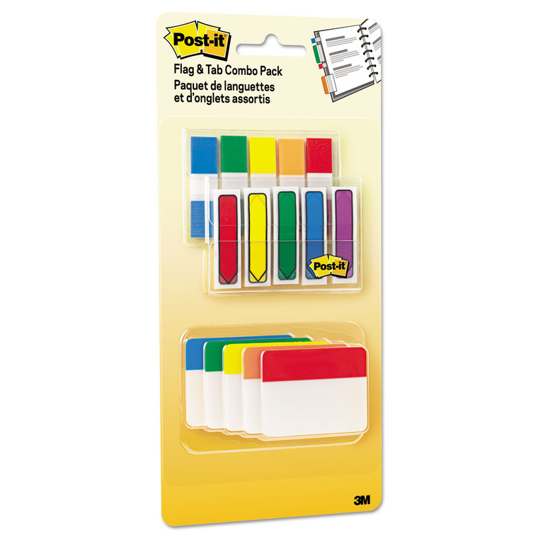 Flags And Tabs Combo Pack, Assorted Primary Colors, 230/pack - MMM686XLP