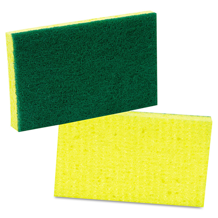 Medium-Duty Scrubbing Sponge, 3.6 X 6.1, 0.7" Thick, Yellow/green, 10/pack - MMM74CC