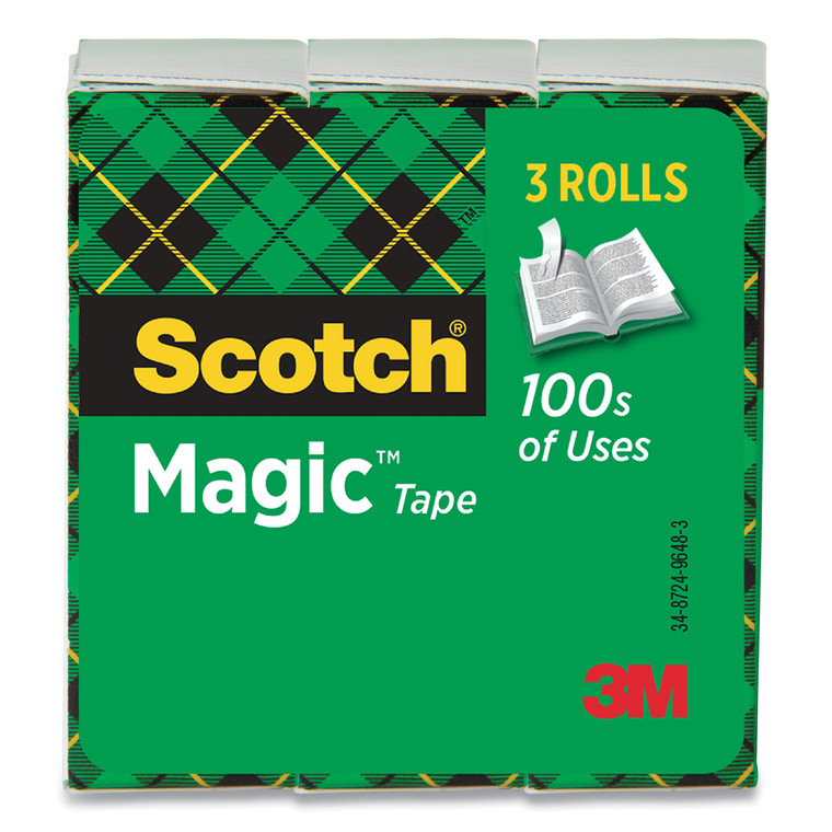 Magic Tape Refill, 1" Core, 0.75" X 83.33 Ft, Clear, 3/pack - MMM810K3