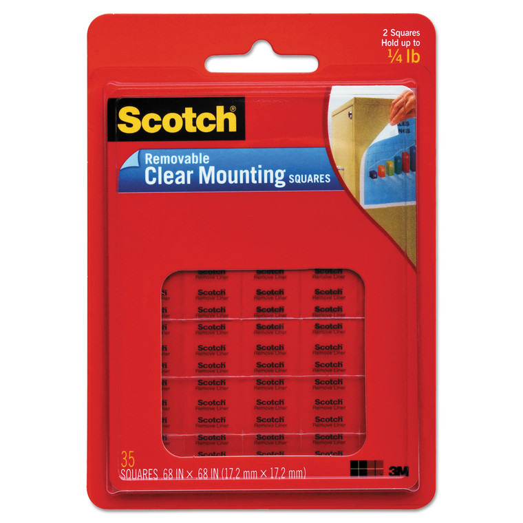Removable Clear Mounting Squares, Holds Up To 0.33 Lbs, 0.69 X 0.69, Clear, 35/pack - MMM859