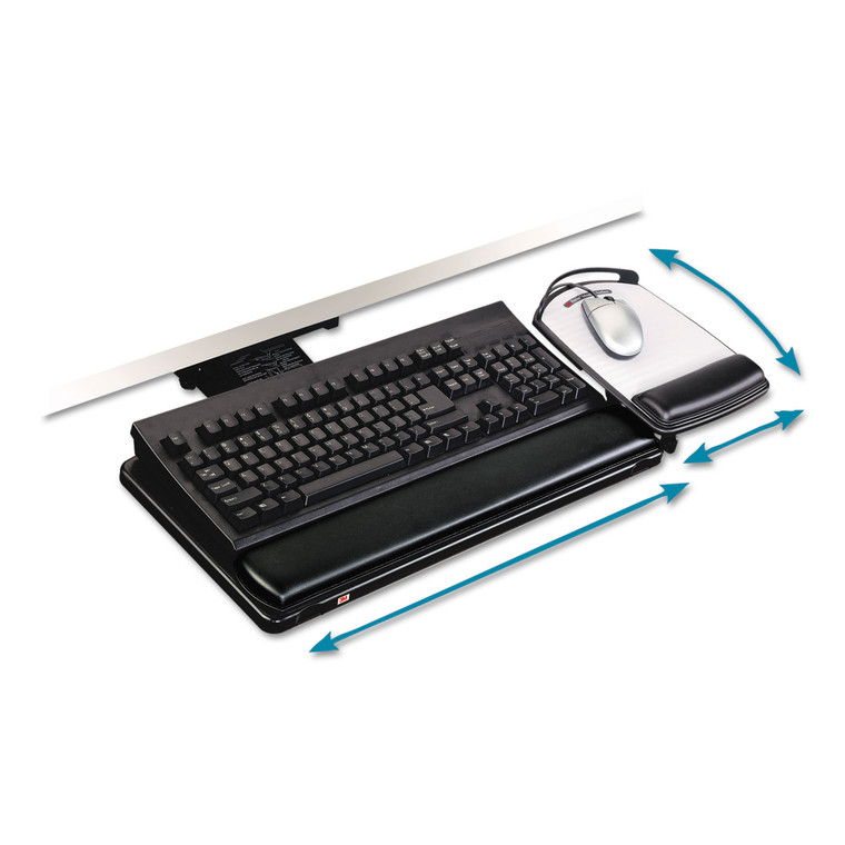 Knob Adjust Keyboard Tray With Highly Adjustable Platform, Black - MMMAKT80LE