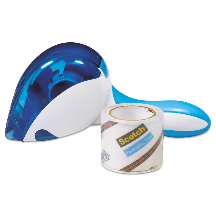 Easy Grip Tape Dispenser With One Roll Of Tape, 1.5" Core, For Rolls Up To 2" X 25 Yds, Blue/white - MMMDP1000