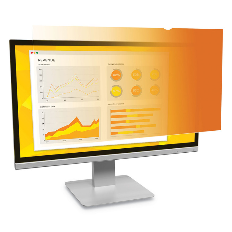 Gold Frameless Privacy Filter For 21.5" Widescreen Monitor, 16:9 Aspect Ratio - MMMGF215W9B