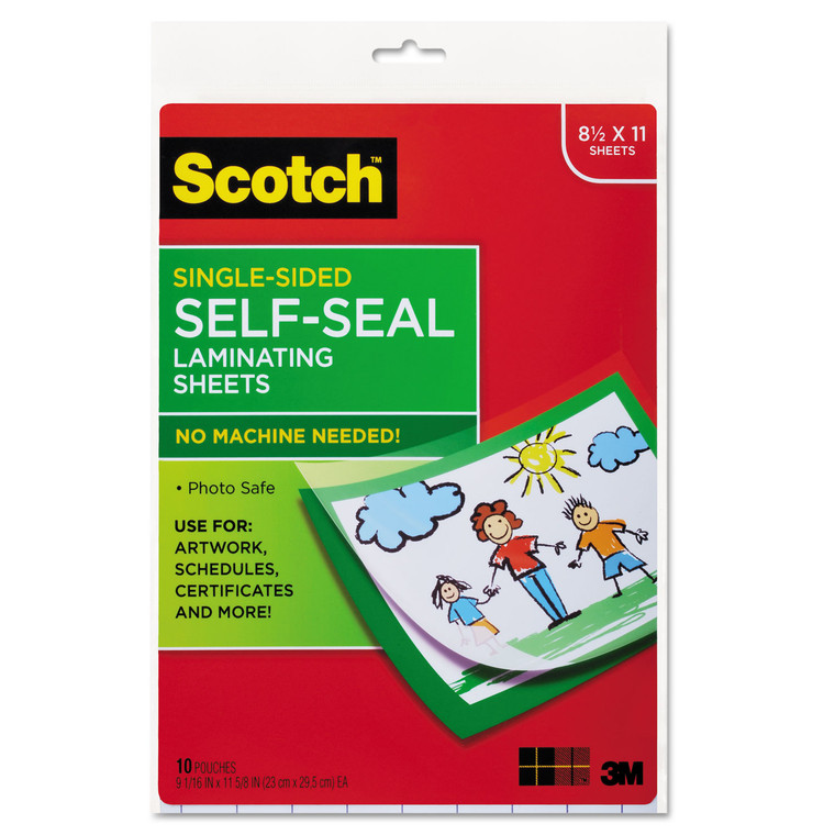 Self-Sealing Laminating Sheets, 6 Mil, 9.06" X 11.63", Gloss Clear, 10/pack - MMMLS854SS10