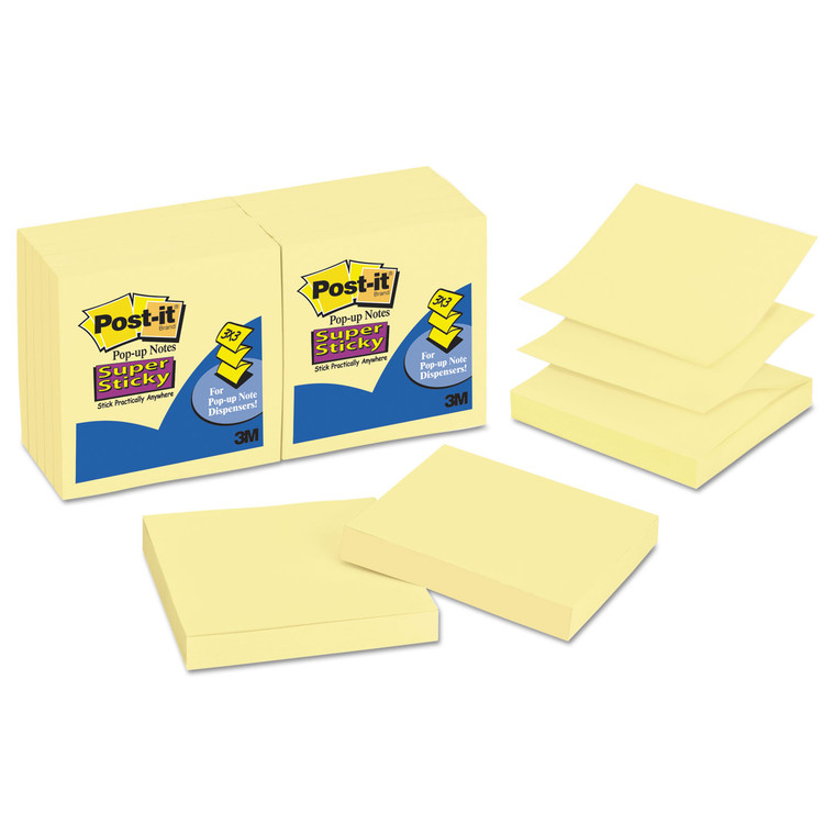 Pop-Up 3 X 3 Note Refill, Canary Yellow, 90 Notes/pad, 12 Pads/pack - MMMR33012SSCY