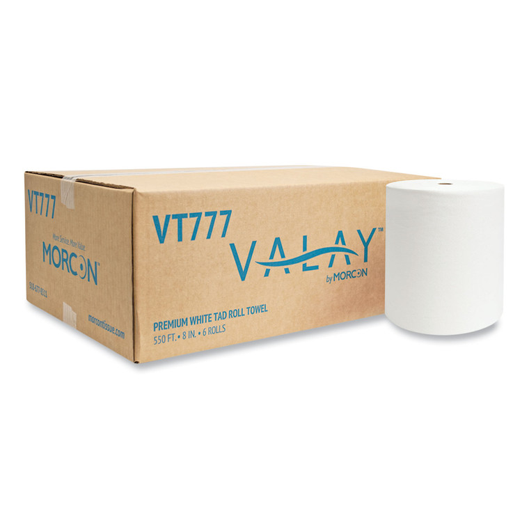 Valay Proprietary Tad Roll Towels, 1-Ply, 7.5" X 550 Ft, White, 6 Rolls/carton - MORVT777