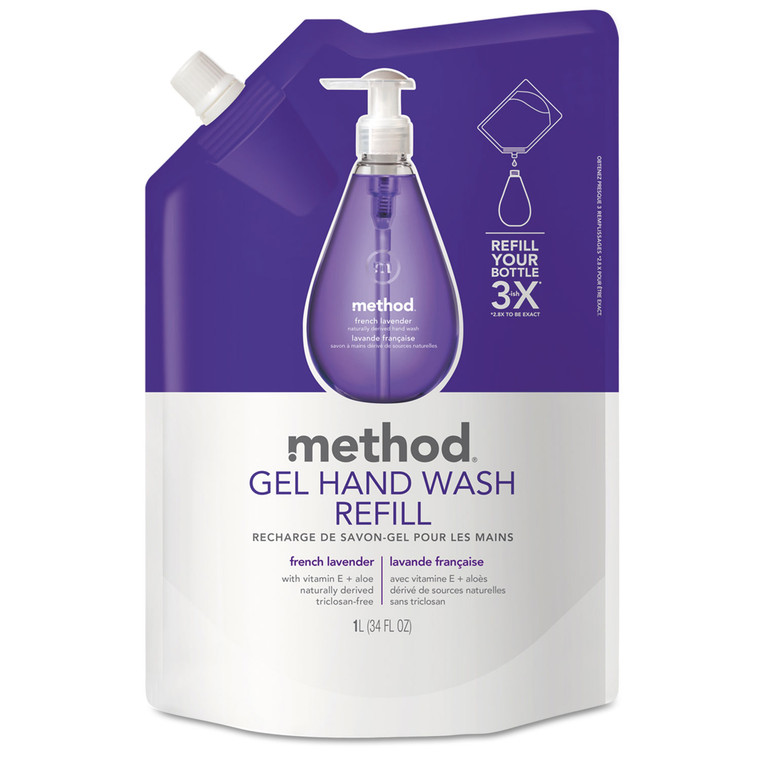 Gel Hand Wash Refill, French Lavender, 34 Oz Pouch, 6/carton - MTH00654CT