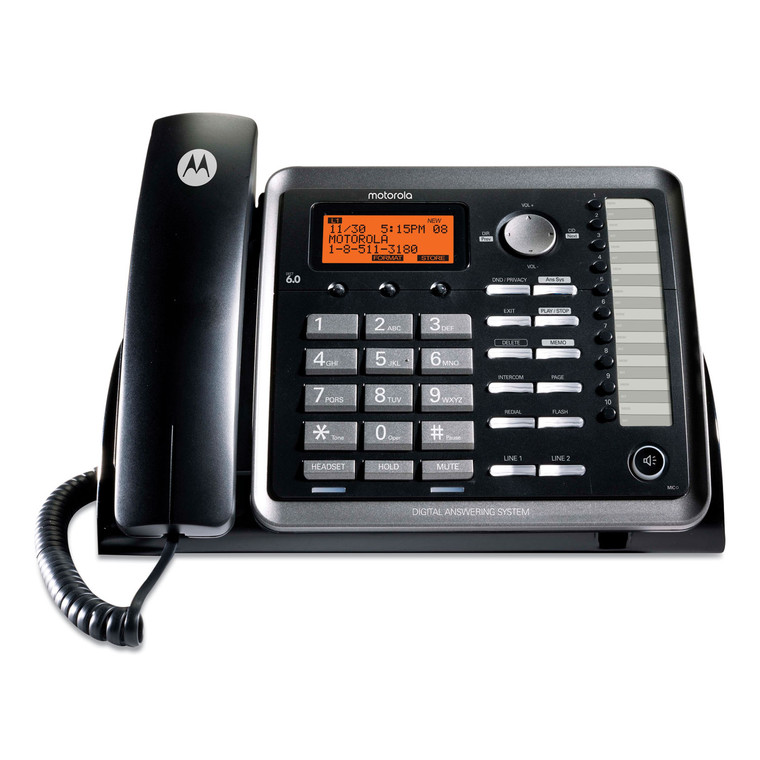 Two-Line Corded Speakerphone, Expandable Up To 10 Cordless Handsets - MTRML25254