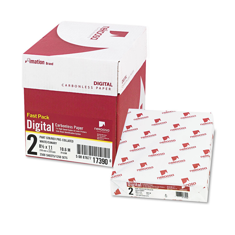 Fast Pack Digital Carbonless Paper, 2-Part, 8.5 X 11, White/canary, 500 Sheets/ream, 5 Reams/carton - NEK17390