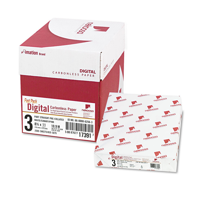 Fast Pack Carbonless 3-Part Paper, 8.5 X 11, White/canary/pink, 500 Sheets/ream, 5 Reams/carton - NEK17391
