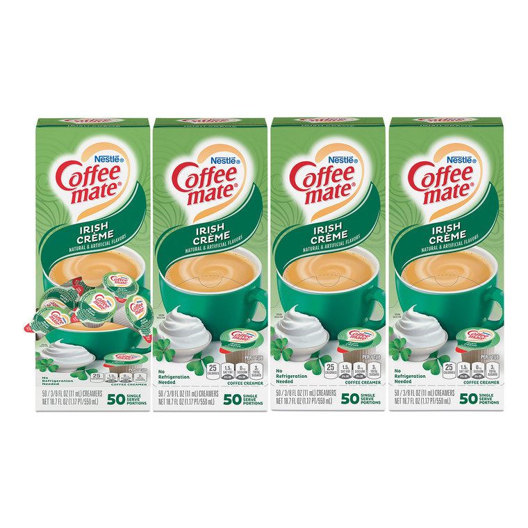 Liquid Coffee Creamer, Irish Creme, 0.38 Oz Mini Cups, 50/box, 4 Boxes/carton, 200 Total/carton - NES35112CT