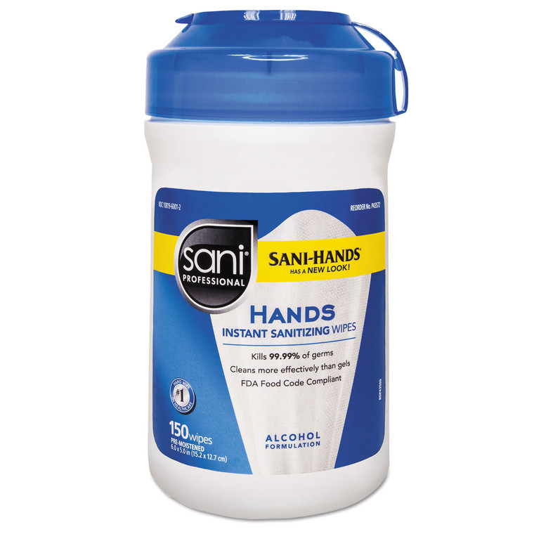 Hands Instant Sanitizing Wipes, 6 X 5, White, 150/canister, 12/ct - NICP43572CT