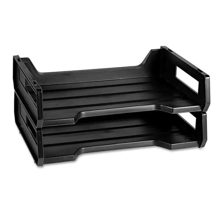 7520010944307 Skilcraft Plastic Desk Tray, 1 Section, Letter Size Files, 12" X 8.5" X 5", Black, 2/pack - NSN0944307