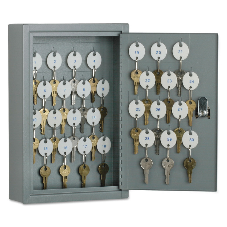 7125011515435 Skilcraft Locking Key Cabinet, 30, 8w X 2 5/8d X 12 1/4h, Gray - NSN1515435