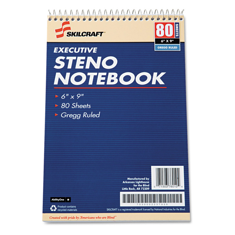 7530002237939 Skilcraft Executive Steno Notepad, Gregg Rule, 80 White 6 X 9 Sheets, 12/pack - NSN2237939