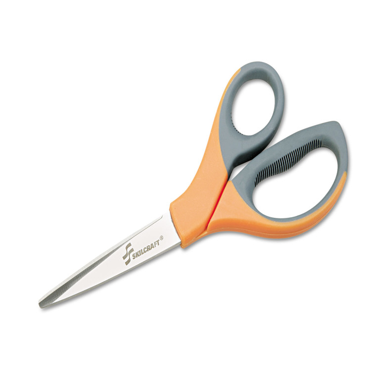 5110012414373 Skilcraft Scissors, 8.25" Long, 3.63" Cut Length, Orange/gray Straight Handle - NSN2414373