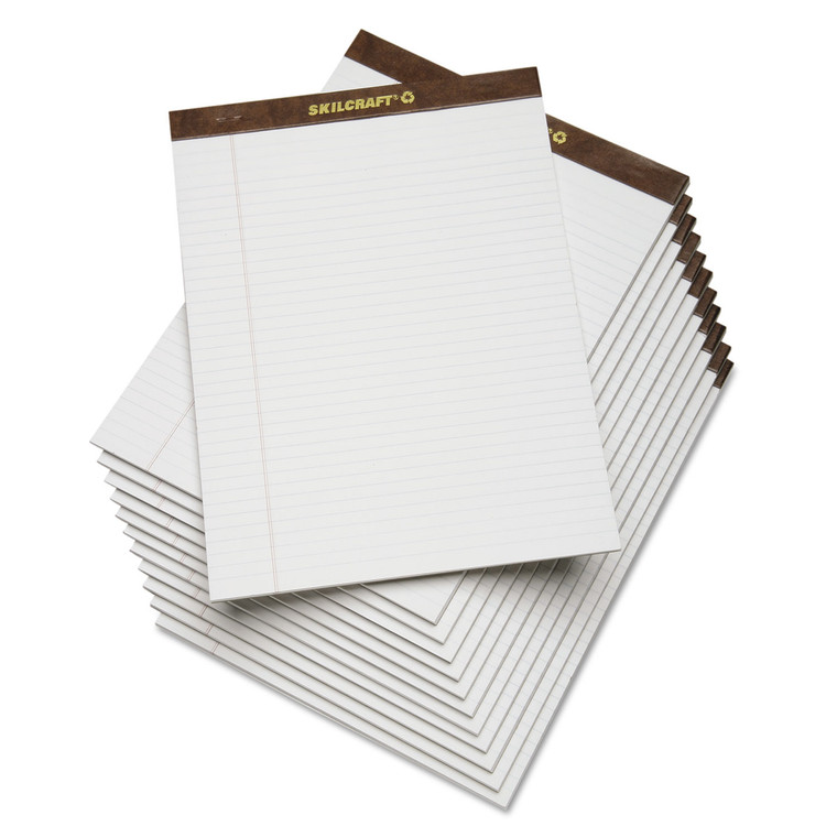 7530013723108 Skilcraft Legal Pads, Wide/legal Rule, Brown Leatherette Headband, 50 White 8.5 X 11.75 Sheets, Dozen - NSN3723108