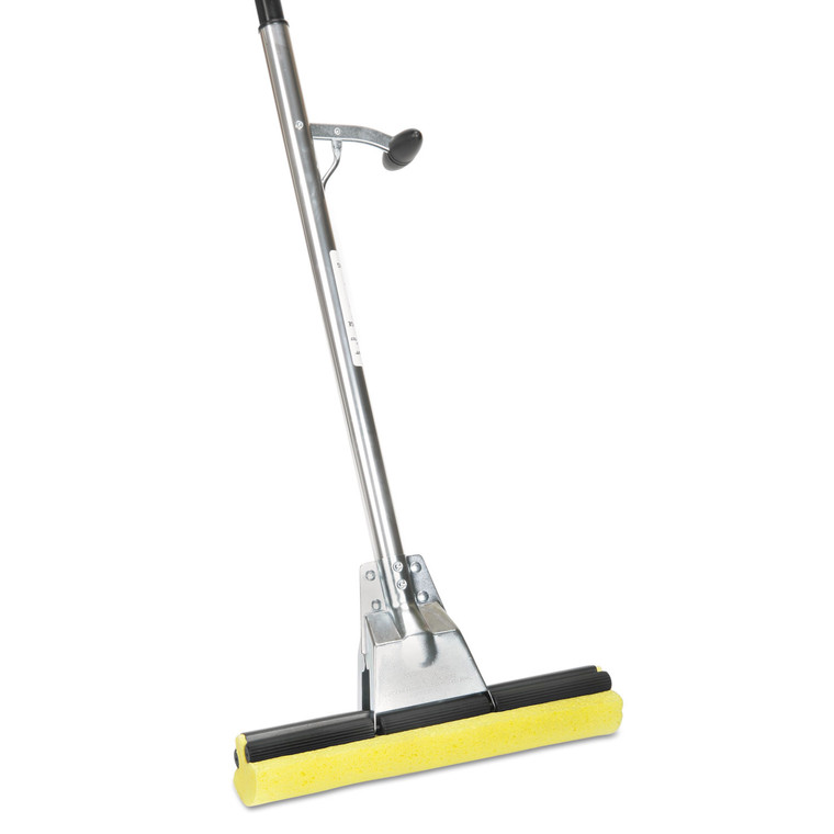 Skilcraft Industrial Steel Mop, 12" Wide Yellow Cellulose Head, 52" Sliver Steel Handle - NSN3837799