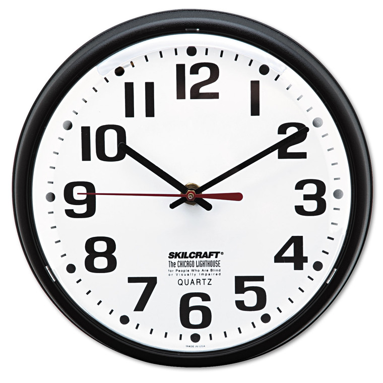 6645013897958 Skilcraft Slimline Quartz Wall Clock, 9.2" Overall Diameter, Black Case, 1 Aa (sold Separately) - NSN3897958