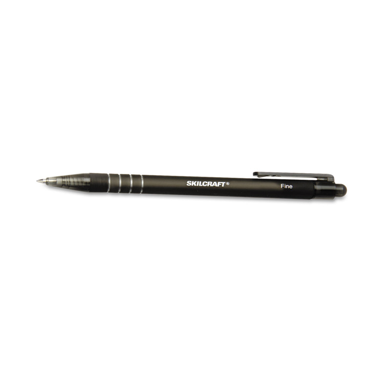 7520014220315 Skilcraft Clean Click Ballpoint Pen, Retractable, Fine 0.7 Mm, Black Ink, Black Barrel, Dozen - NSN4220315