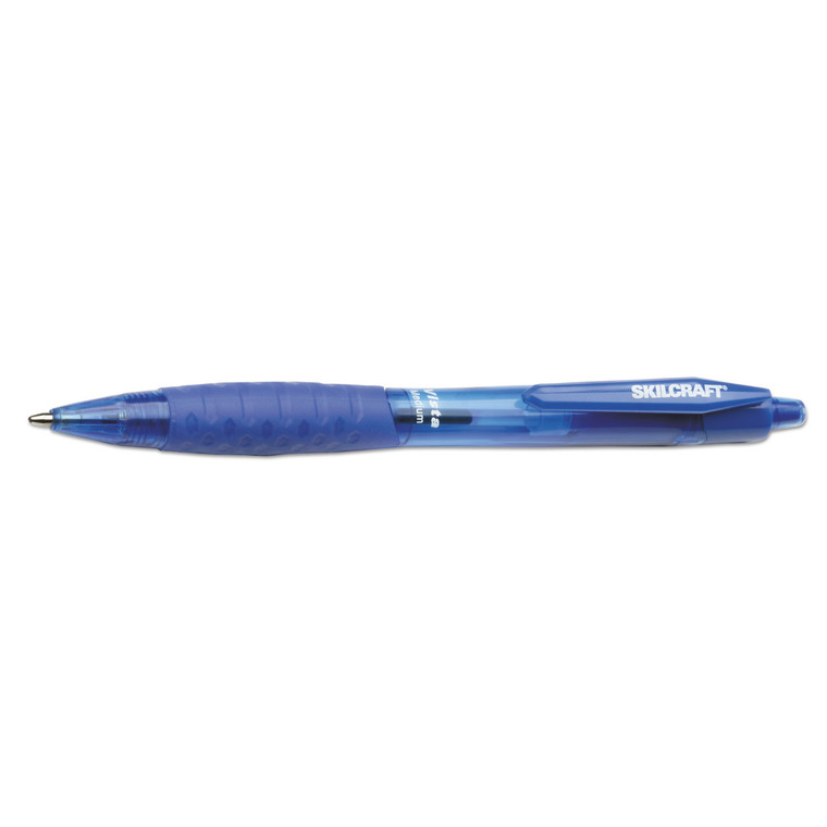 7520014457223 Skilcraft Vista Ballpoint Pen, Retractable, Medium 1 Mm, Blue Ink, Translucent Blue Barrel, Dozen - NSN4457223