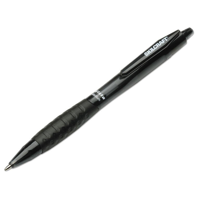 7520014457225 Skilcraft Vista Ballpoint Pen, Retractable, Medium 1 Mm, Black Ink, Smoke Barrel, Dozen - NSN4457225