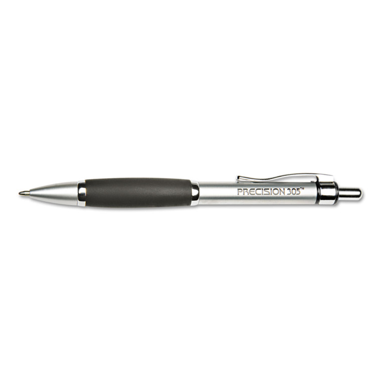7520014457226 Skilcraft Precision 305 Ballpoint Pen, Retractable, Medium 1 Mm, Black Ink, Silver Barrel, Dozen - NSN4457226