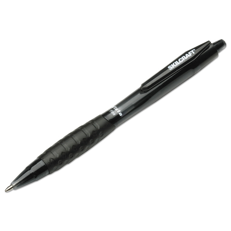 7520014457233 Skilcraft Vista Ballpoint Pen, Retractable, Fine 0.7 Mm, Black Ink, Smoke Barrel, Dozen - NSN4457233