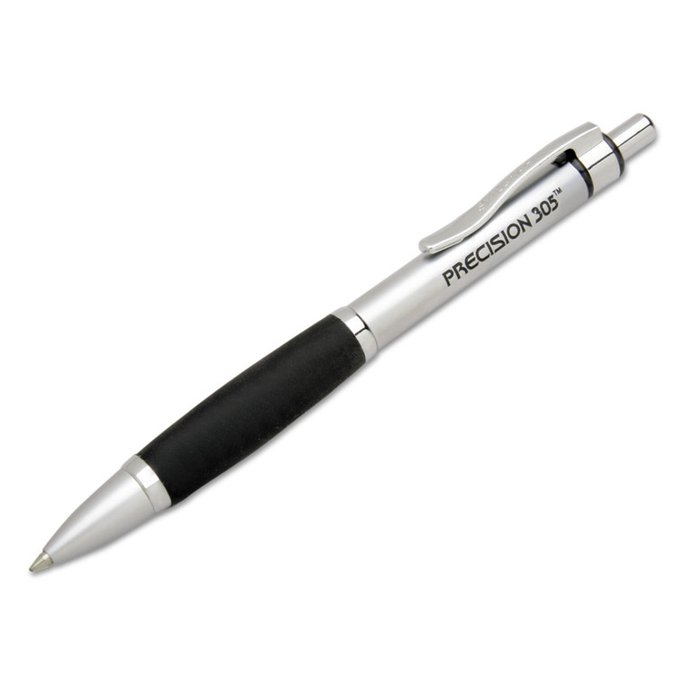 7520014457237 Skilcraft Precision 305 Ballpoint Pen, Retractable, Fine 0.7 Mm, Black Ink, Silver Barrel, Dozen - NSN4457237