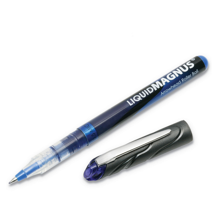 7520014612663 Skilcraft Liquid Magnus Roller Ball Pen, Stick, Micro 0.5 Mm, Blue Ink, Clear/blue Barrel, Dozen - NSN4612663