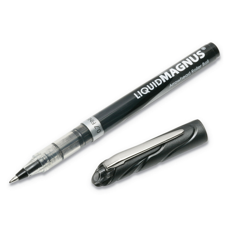 7520014612664 Skilcraft Liquid Magnus Roller Ball Pen, Stick, Fine 0.7 Mm, Black Ink, Clear/black Barrel, Dozen - NSN4612664