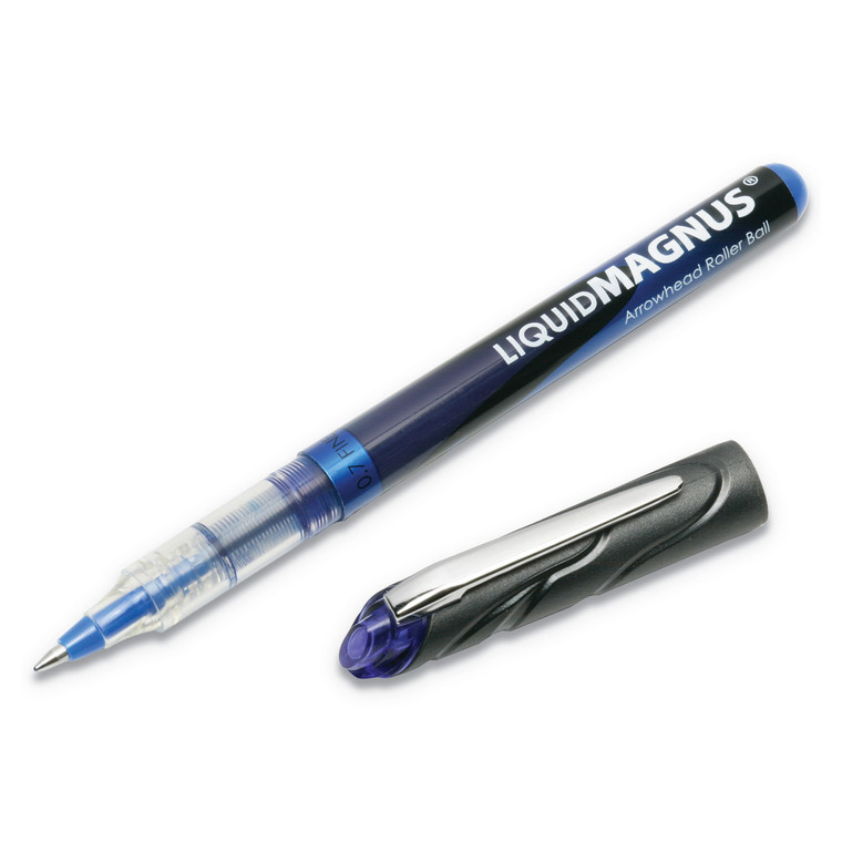 7520014612665 Skilcraft Liquid Magnus Roller Ball Pen, Stick, Fine 0.7 Mm, Blue Ink, Clear/blue Barrel, Dozen - NSN4612665