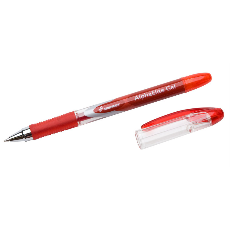 7520015005213 Skilcraft Alphaelite Gel Pen, Stick, Medium 0.7 Mm, Red Ink, Red/clear Barrel, Dozen - NSN5005213